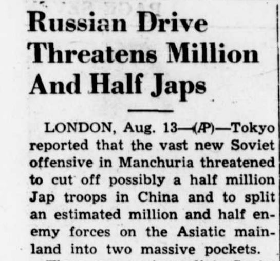 Russian Drive Threatens Million And Half Japs